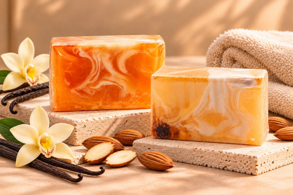 Duo de savons artisanaux en tranche - Vanille gourmande & Amande