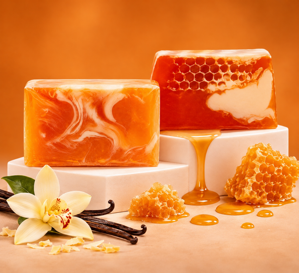 Duo de savons artisanaux en tranche - Miel crémeux & Vanille gourmande