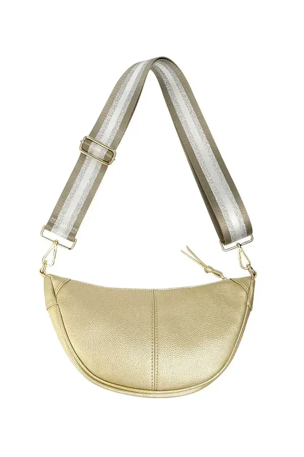 Sac banane doré en imitation cuir grainé, bride réglable et amovible
