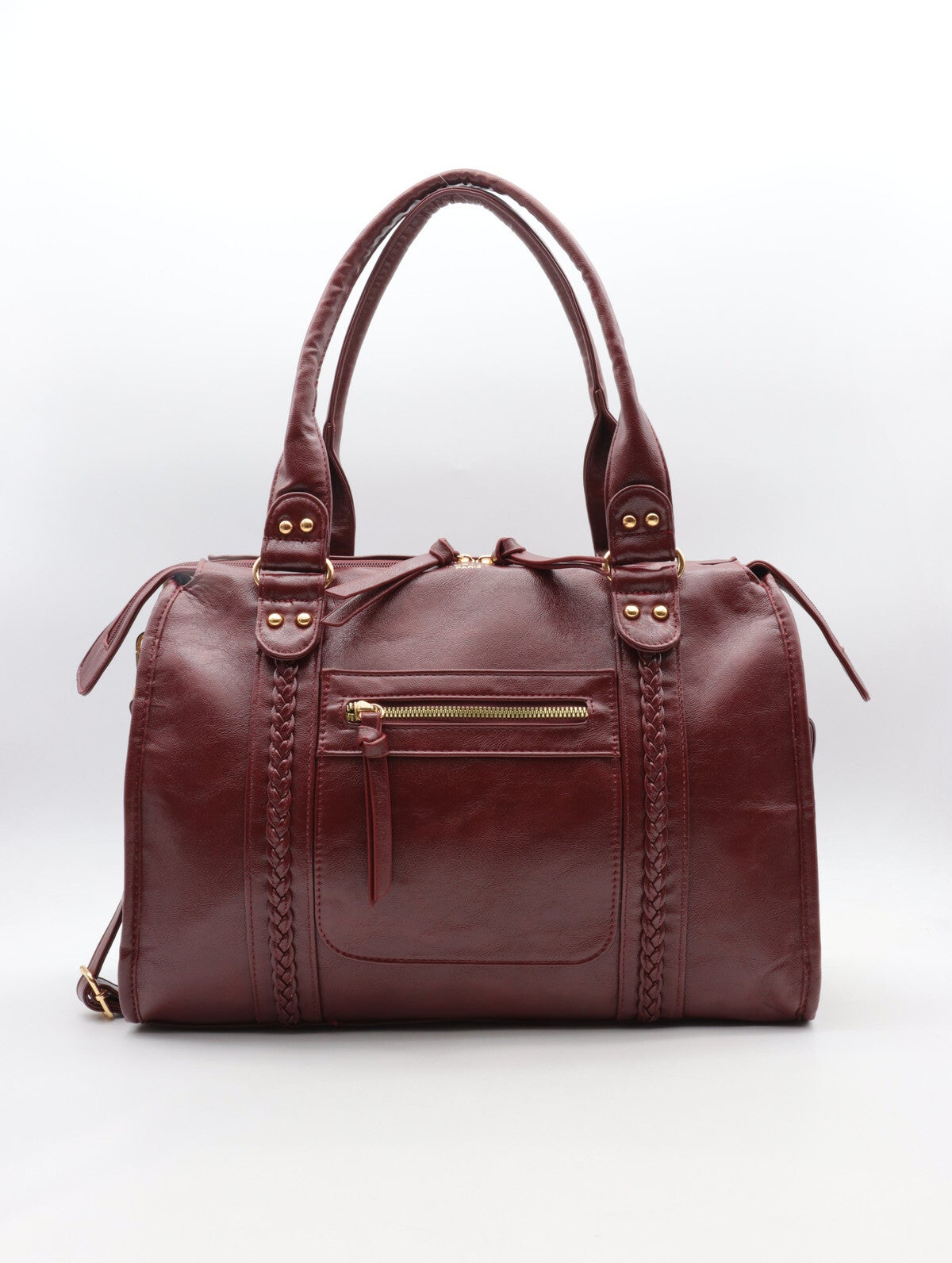 Sac à main ELEA forme bowling effet cuir bordeaux - Flora & Co