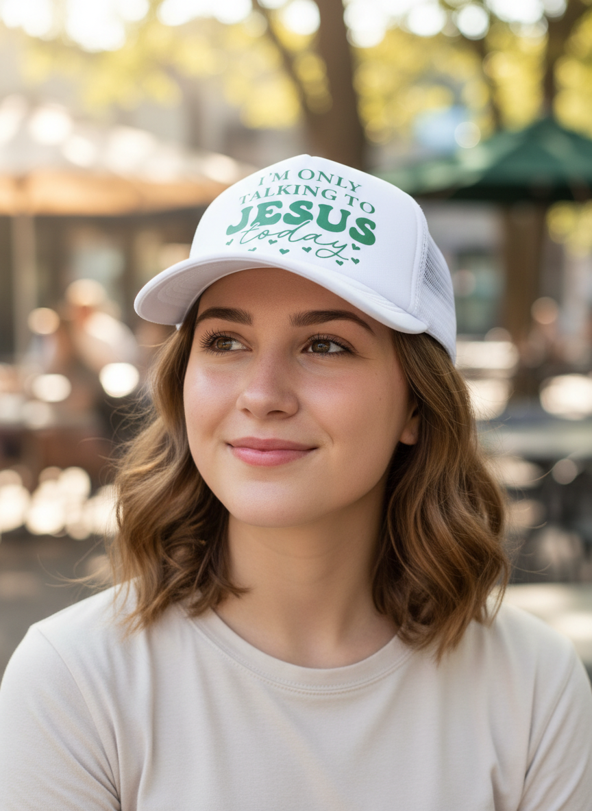 Woman’s I’m only talking to Jesus today trucker hat!