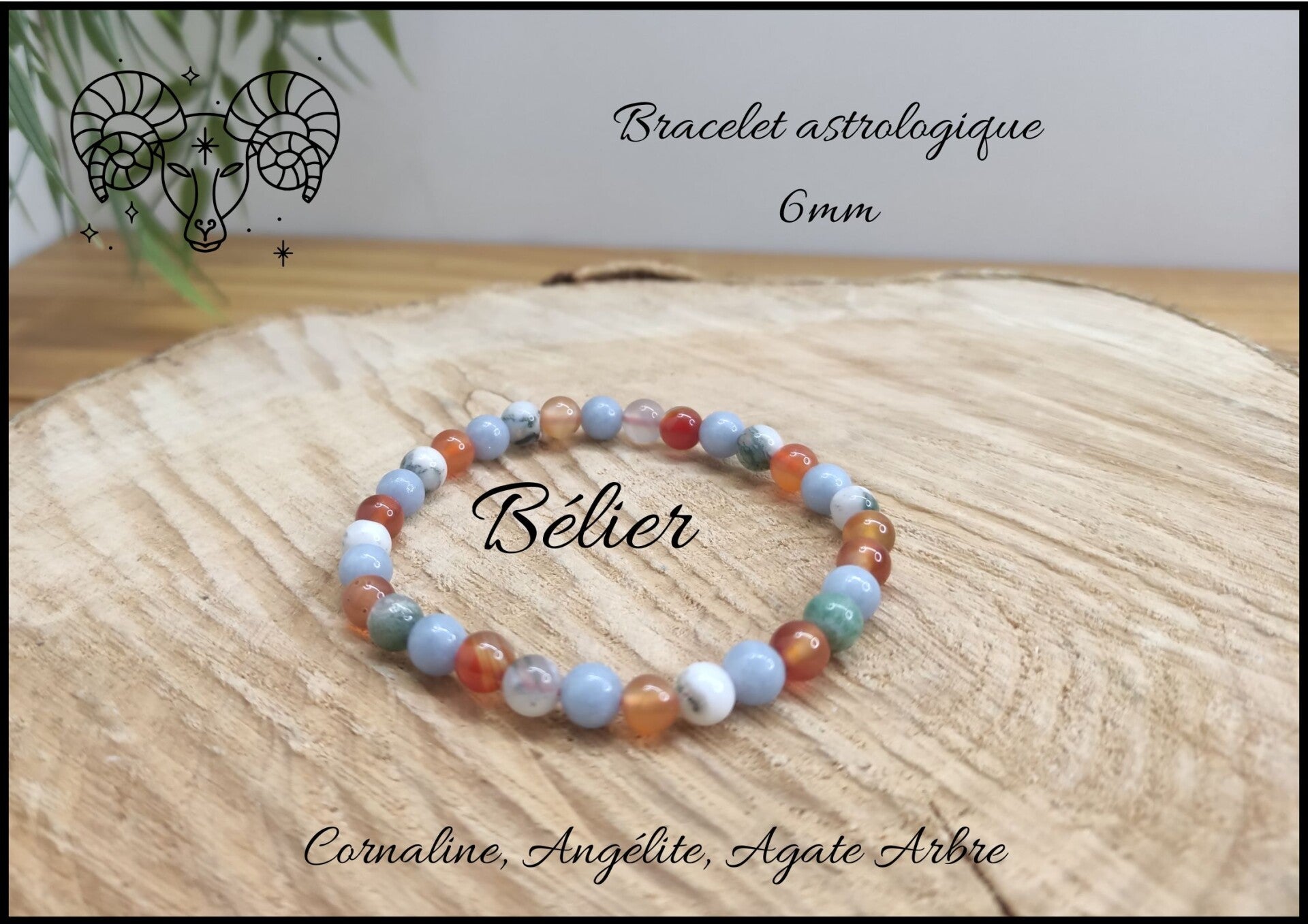 Bracelet astrologique Bélier 6mm