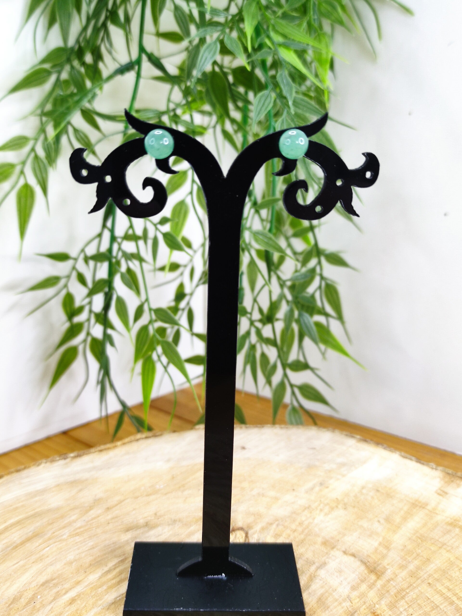 Boucle d'oreille aventurine verte boule 6 mm