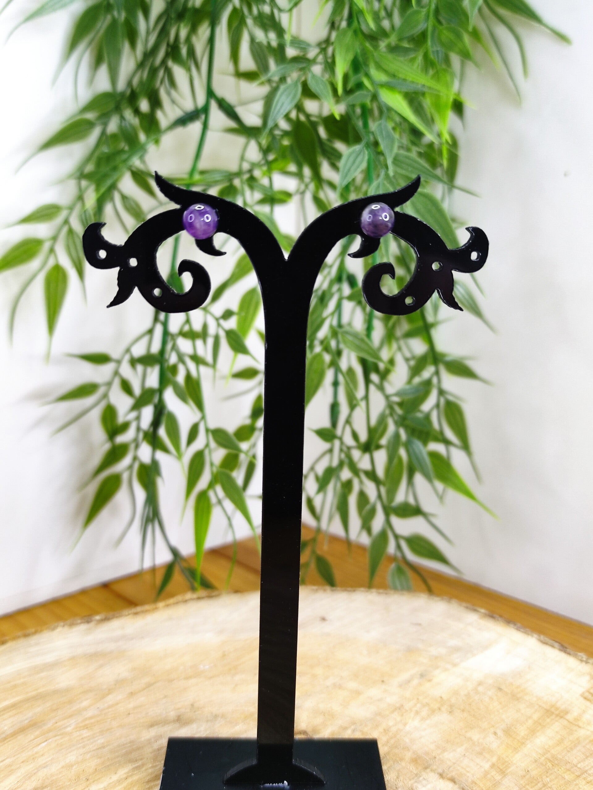 Boucle d'oreille améthyste boule 6mm