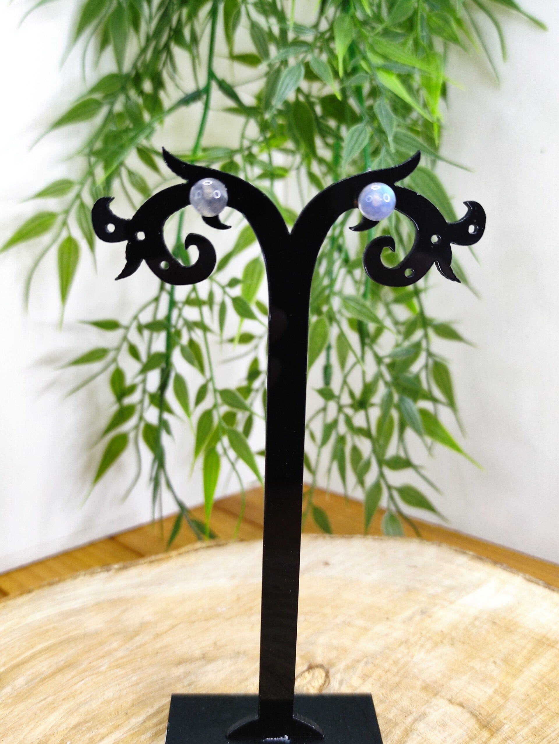 Boucle d'oreille labradorite boule 6mm