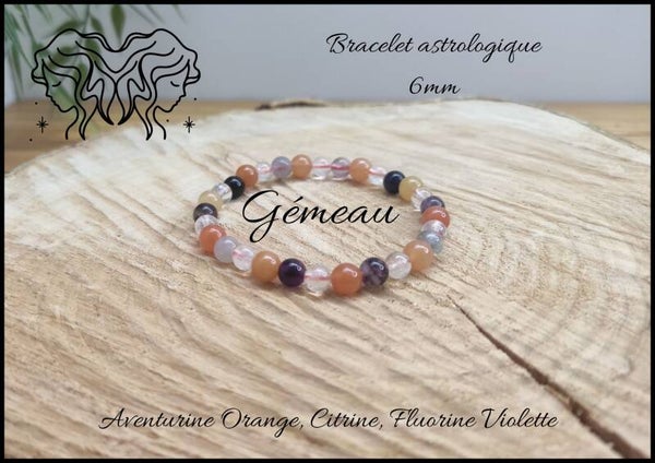 Bracelet astrologique Gémeau 6mm