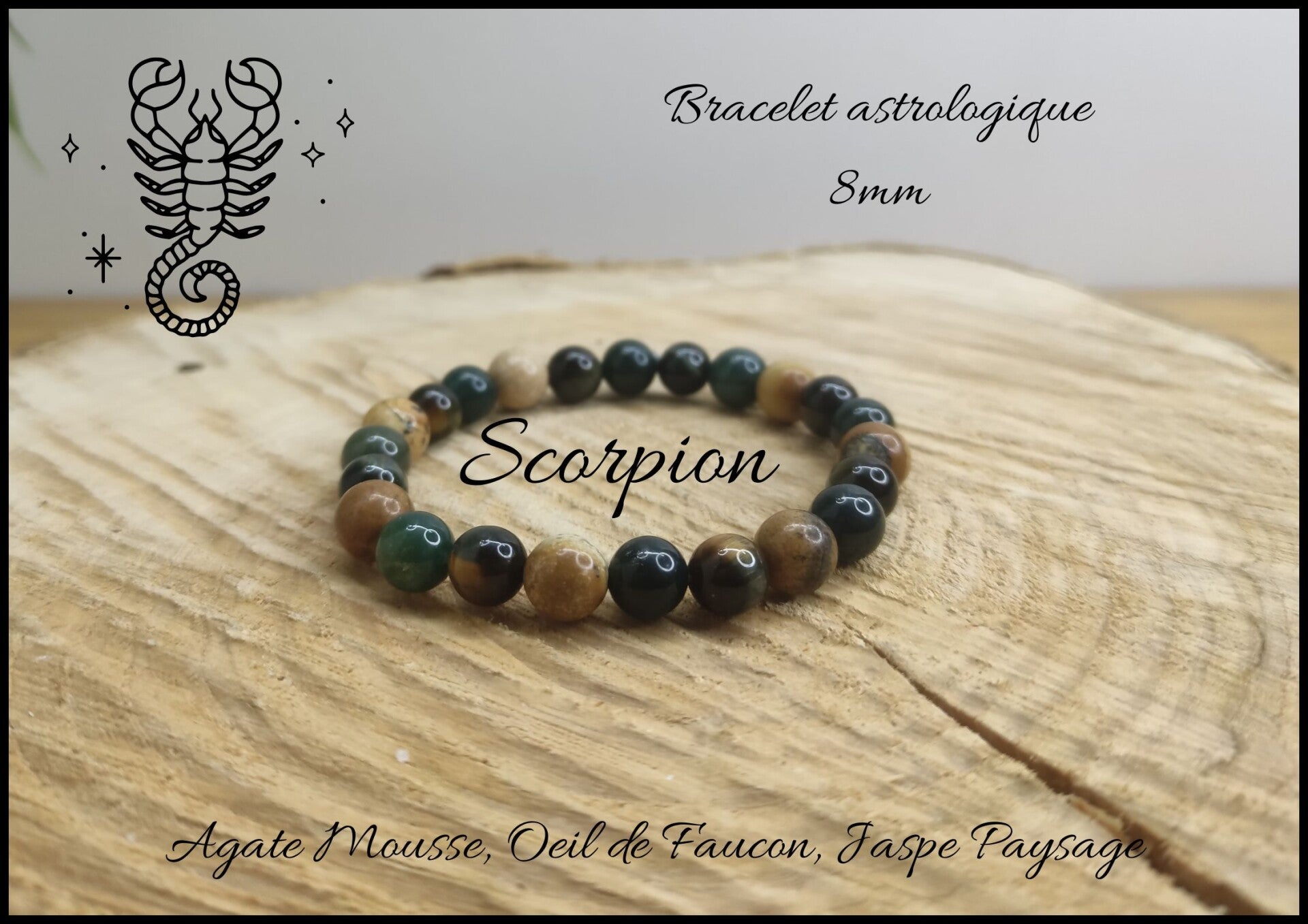 Bracelet astrologique Scorpion 8mm