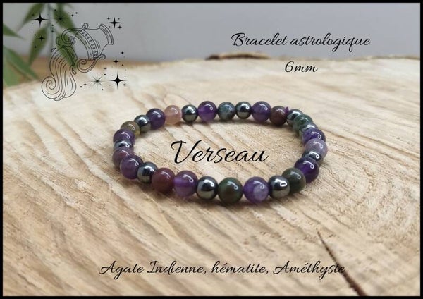 Bracelet astrologique Verseau 6mm