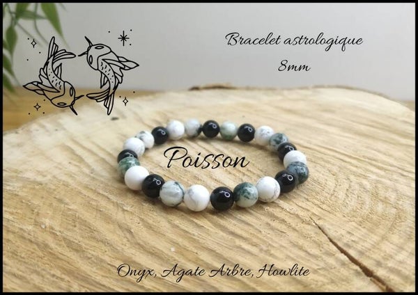 Bracelet astrologique Poisson 8mm