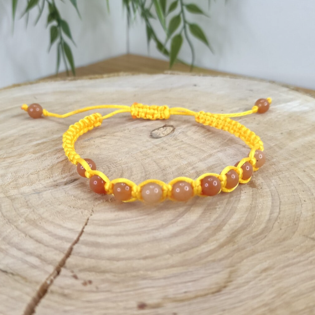 Bracelet  cordon ajustable Aventurine orange
