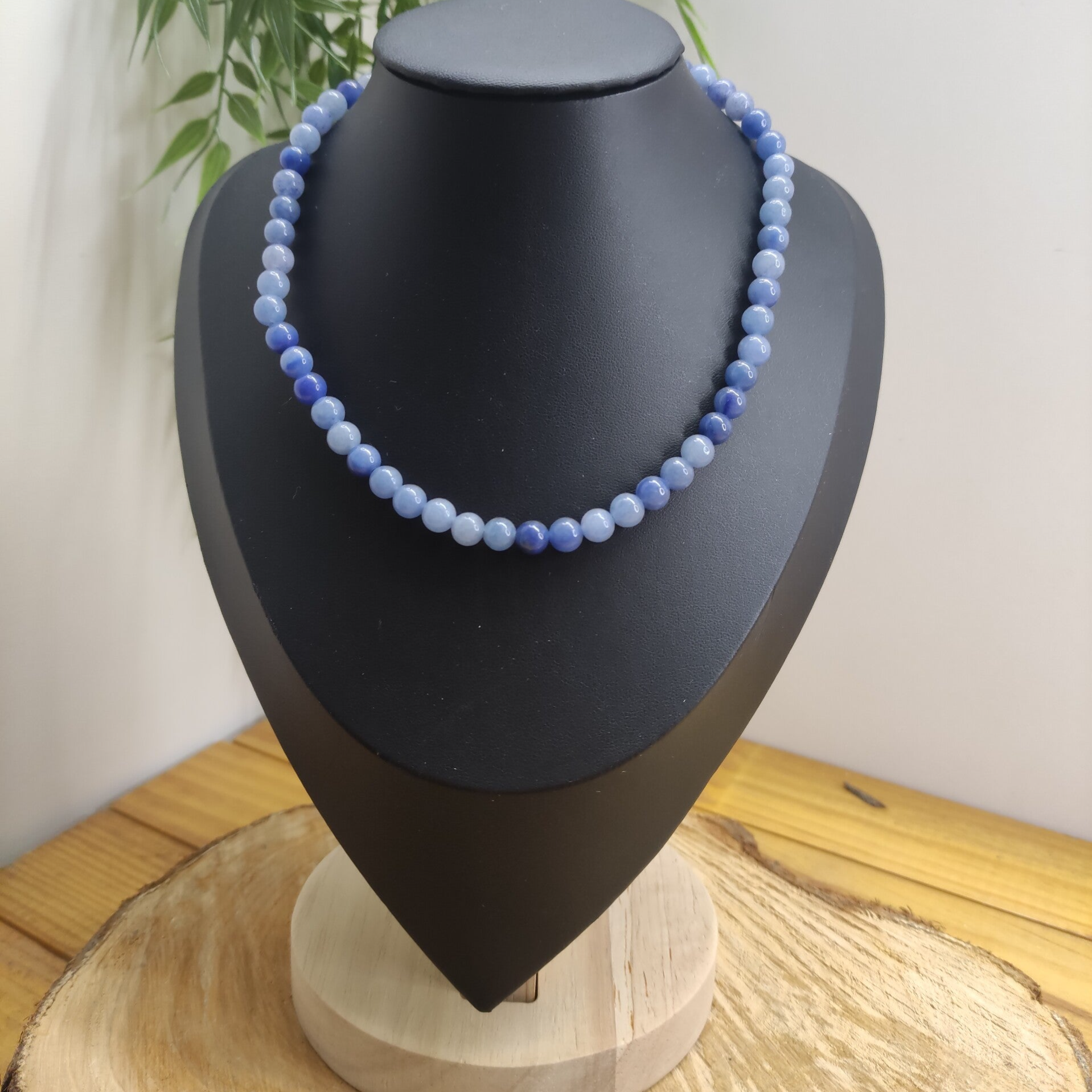 Collier perles Aventurine Bleue