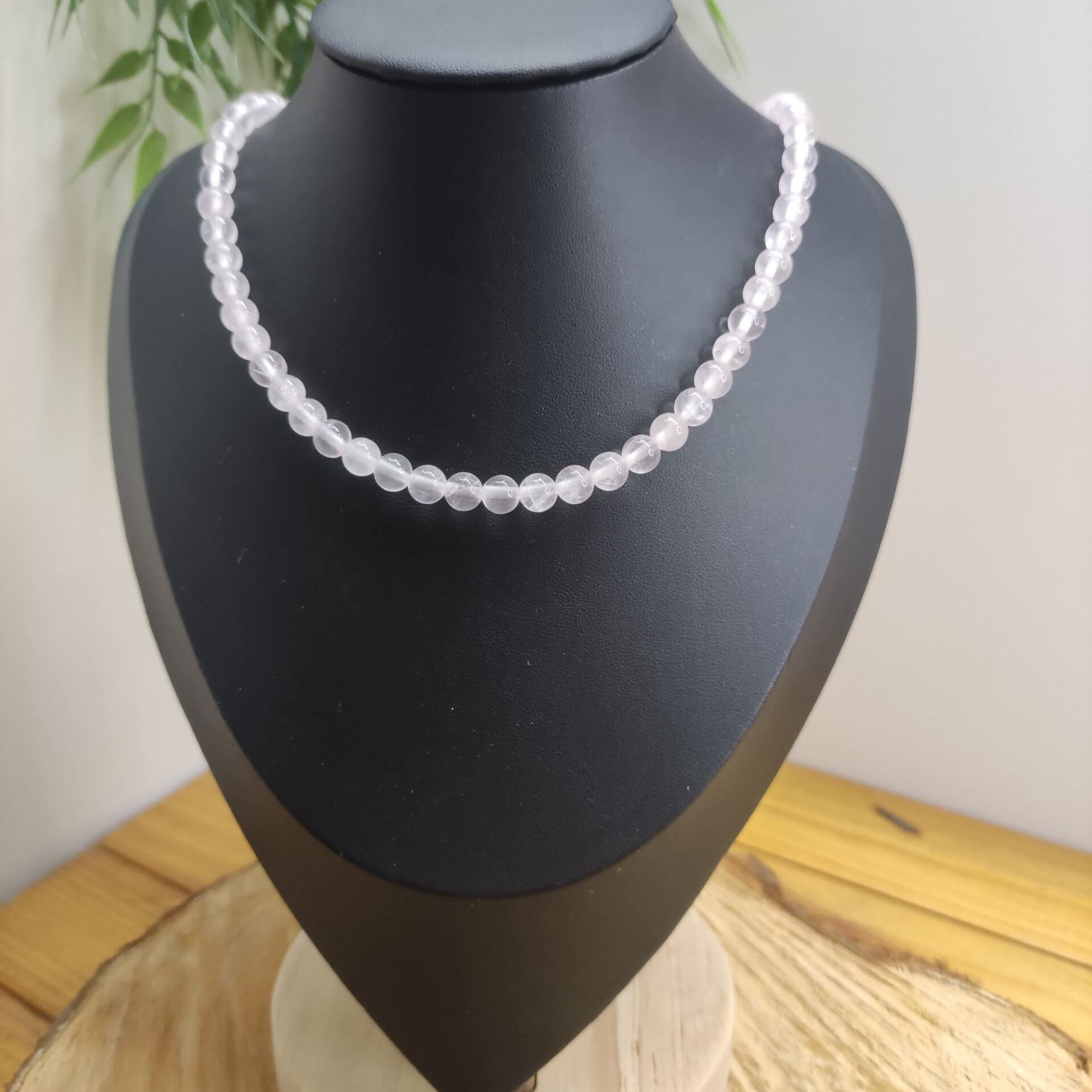 Collier perles Quartz Rose