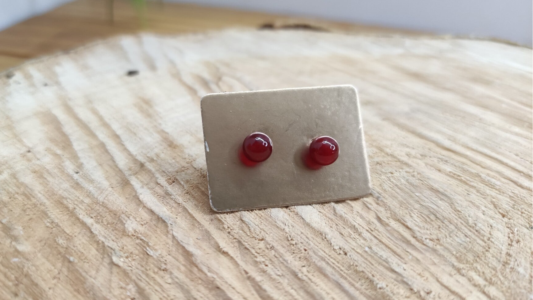 Boucle d'oreille cornaline boule 6mm