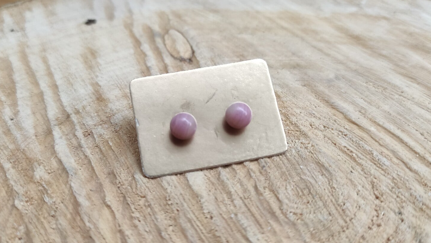 Boucle d'oreille rhodonite boule 6mm