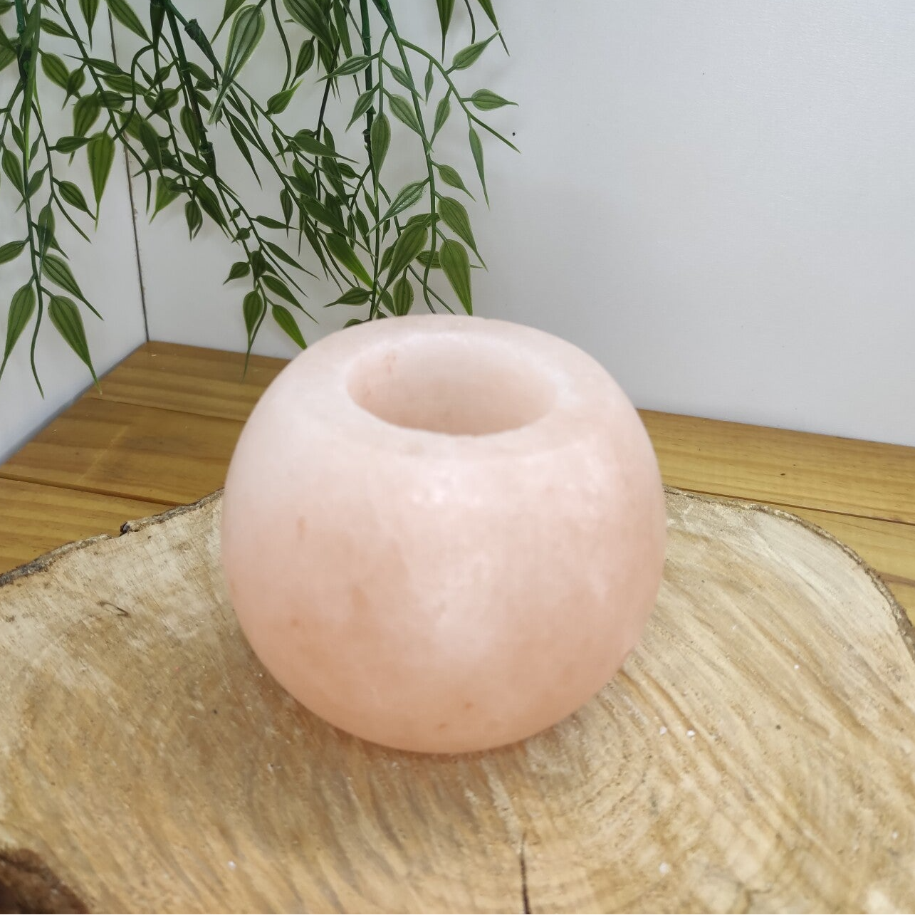 Bougeoir en Cristaux de Sel rond poli