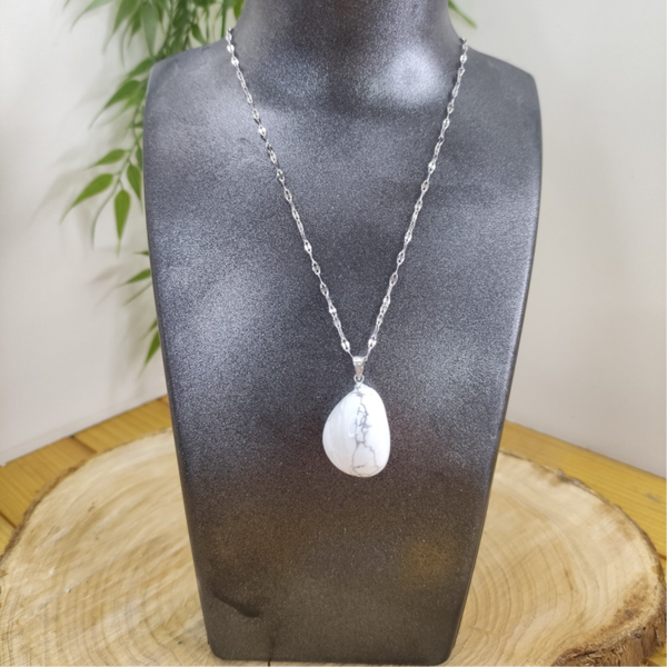 Pendentif pierre roulée Howlite