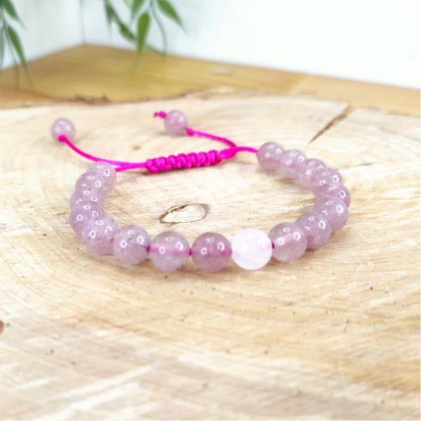 bracelet cordon ajustable quartz fraise