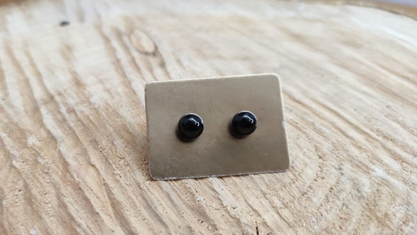 Boucle d'oreille obsidienne boule 6mm
