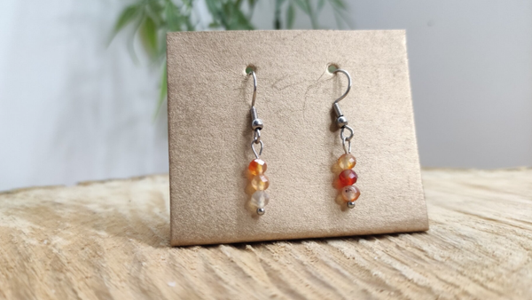 Boucle d'oreille cornaline boules facettées