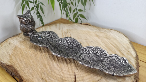 Porte encens métal hiboux