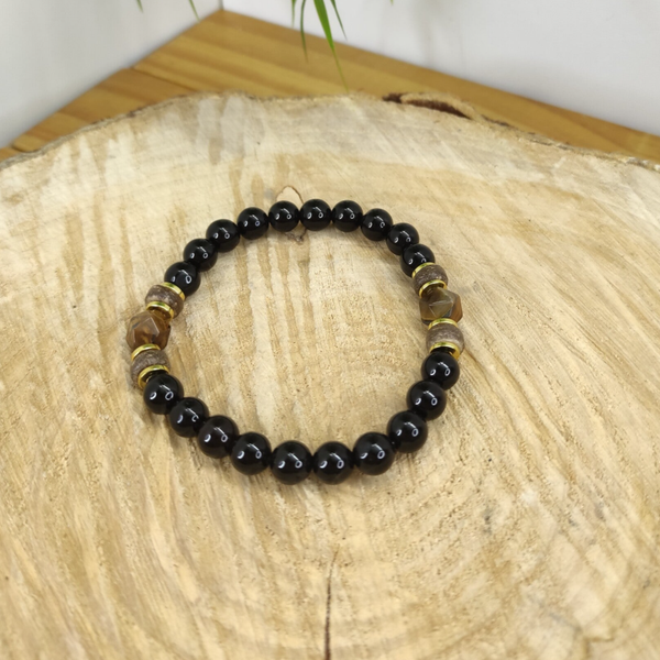 Bracelet homme RING Onyx, Bois, Œil de Tigre