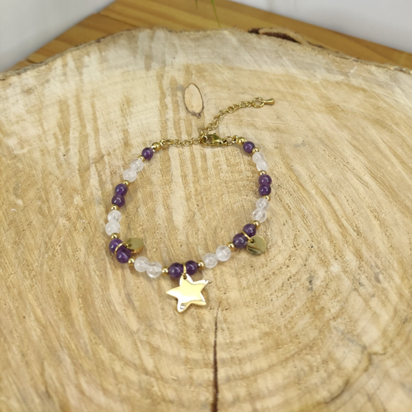 Bracelet MIRA Améthyste, Cristal de roche