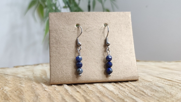 Boucle d'oreille Lapis Lazuli boules facettées
