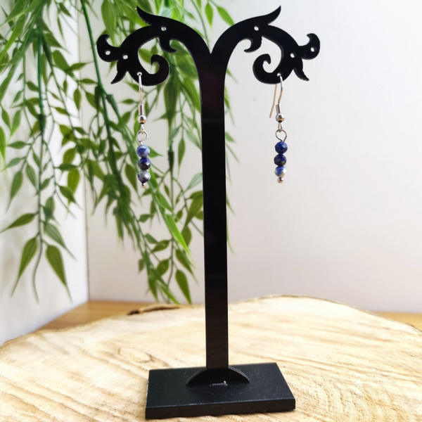 Boucle d'oreille Lapis Lazuli boules facettées