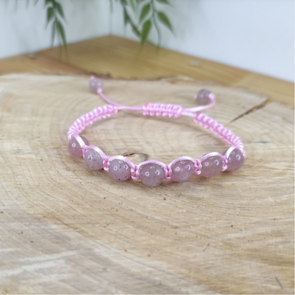 bracelet cordon ajustable quartz fraise