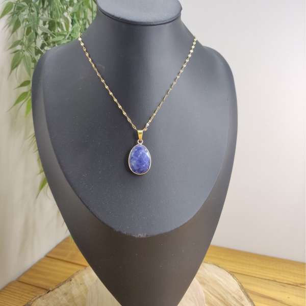 Pendentif serti ovale Sodalite
