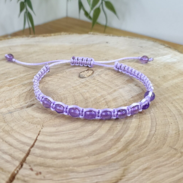 bracelet cordon ajustable Améthyste