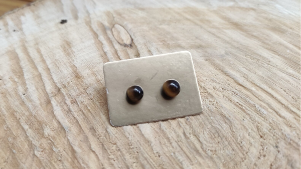 Boucle d'oreille œil de tigre boule 6mm
