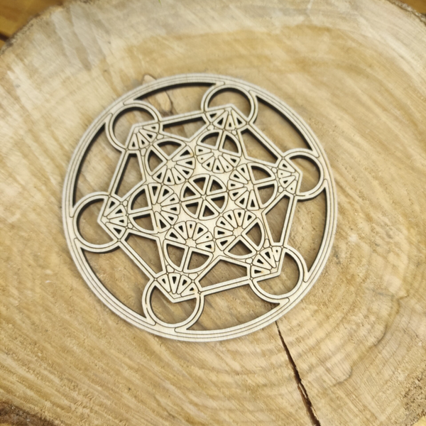 Disque bois sculpté Métatron 10 cm