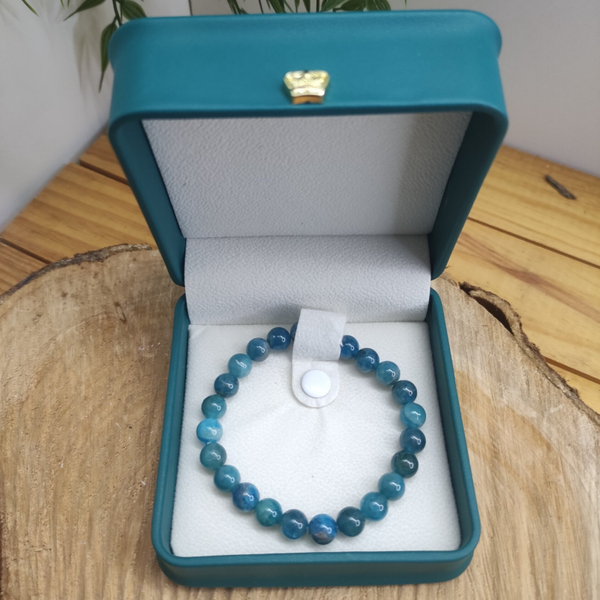 Coffret bracelet Apatite bleue 8mm