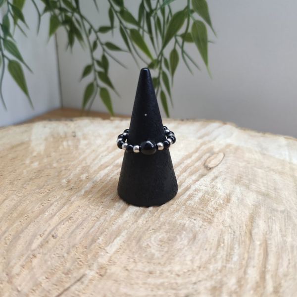 Bague Ondine Onyx et Hématite