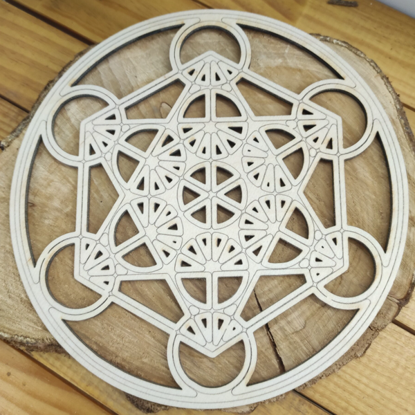Disque bois sculpté Métatron 20 cm