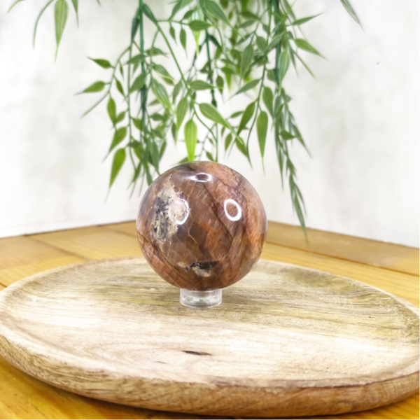 Sphère Pierre de lune grise orangé 40 à 50 mm