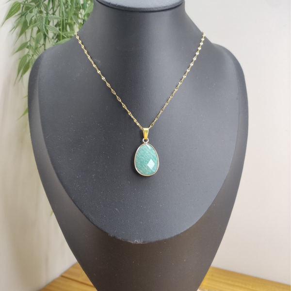 Pendentif serti ovale Amazonite