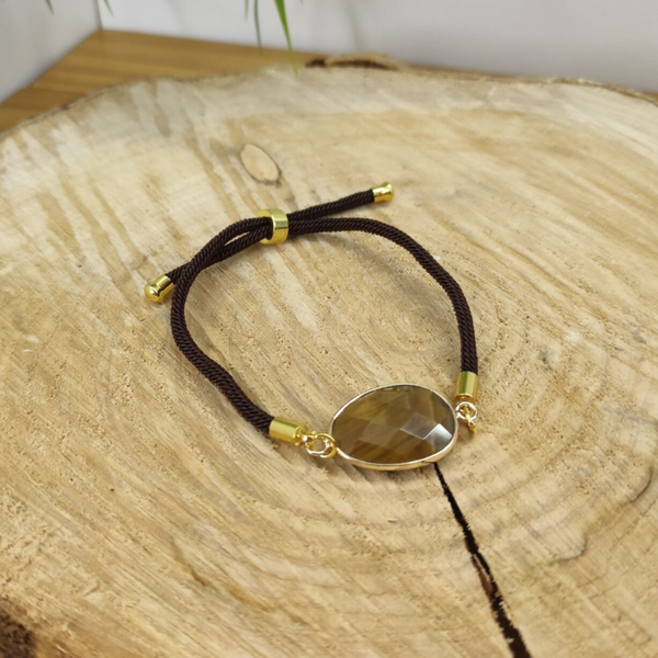 Bracelet cordon réglable Œil de Tigre