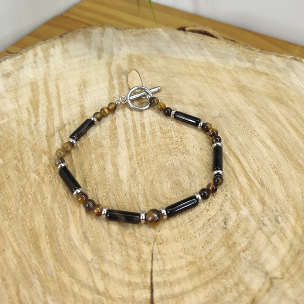 Bracelet homme LEGENDE  Œil de tigre, Onyx