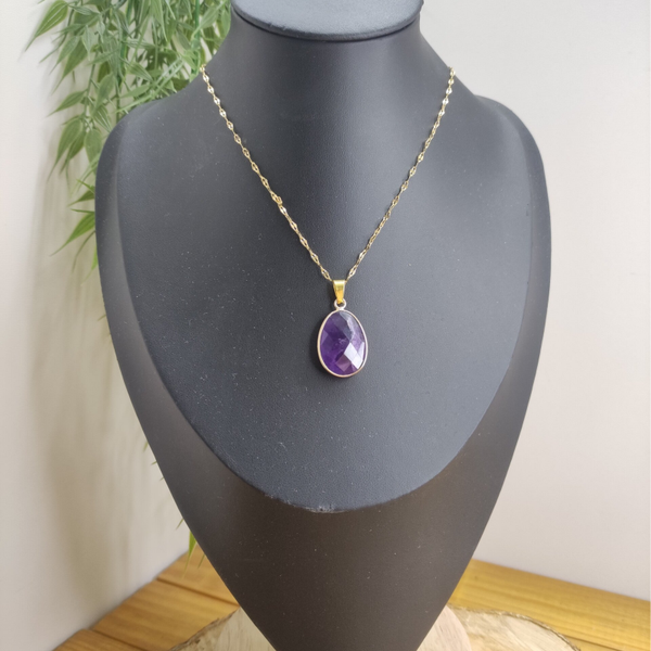 Pendentif serti ovale Améthyste