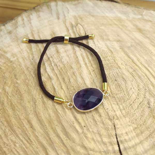 Bracelet cordon réglable Améthyste