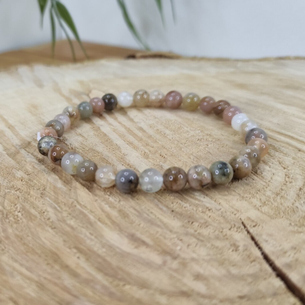 Bracelet pierre de lune multicolore 6 mm
