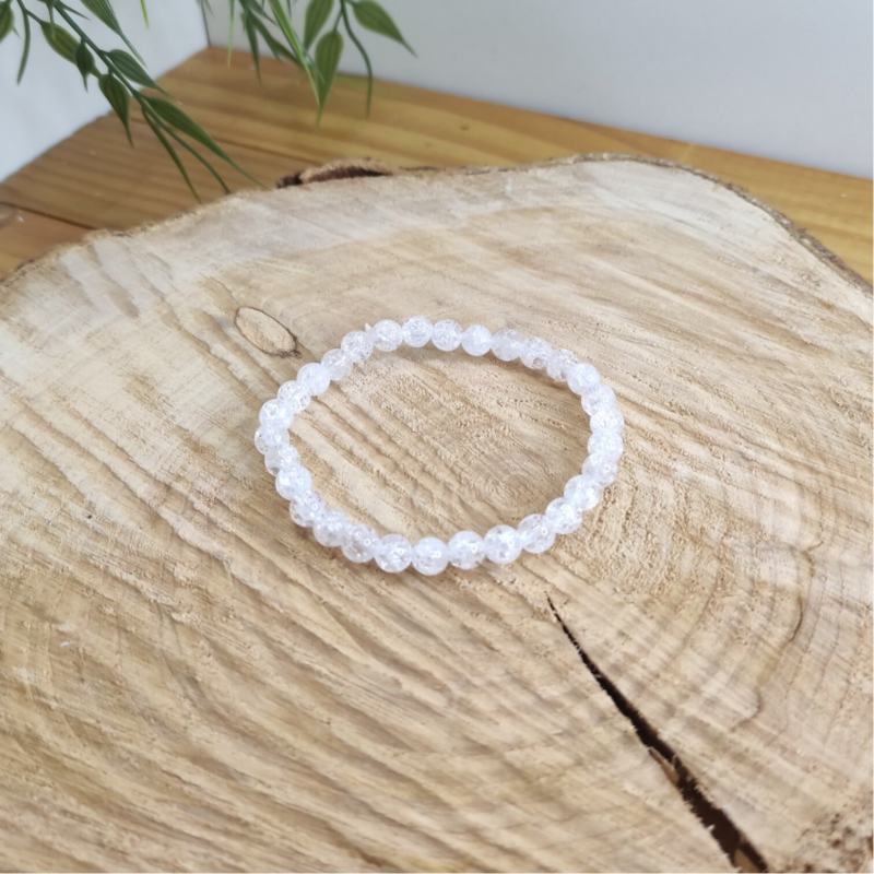 Bracelet cristal de roche craquelé 6mm