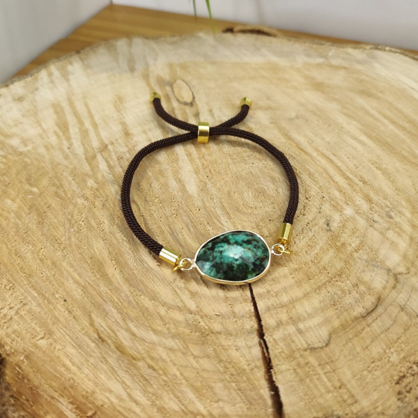 Bracelet cordon réglable Turquoise d'Afrique