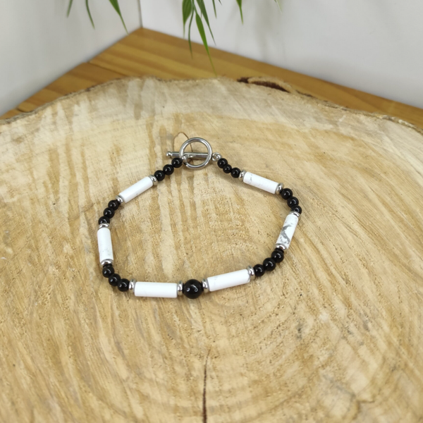 Bracelet homme LEGENDE Onyx, Howlite