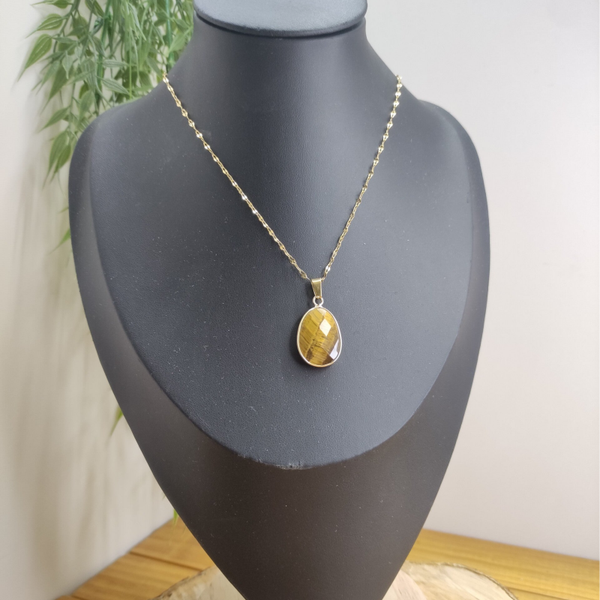 Pendentif  serti ovale Œil de Tigre