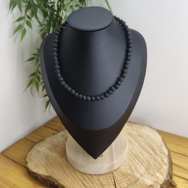 Collier perles Pierre de Lave