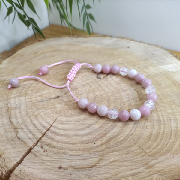 Bracelet opale rose cordon ajustable
