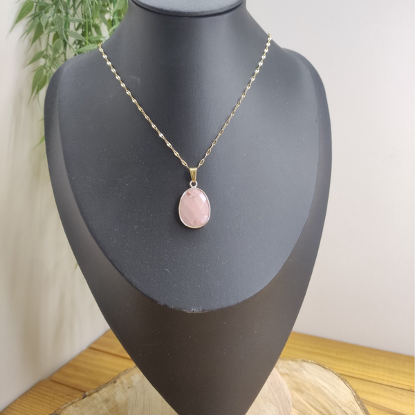 Pendentif serti ovale Rhodonite